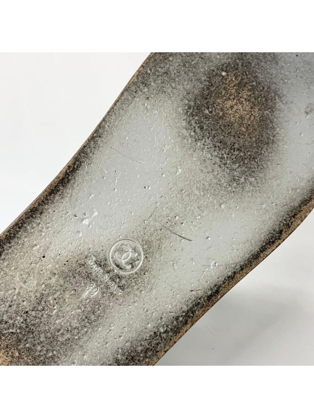 Chanel Leather CC Logo Velcro Sandals Silver - Picture 8 of 10